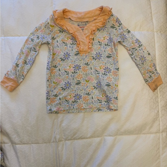 Magnetic me Floral Kids Long Sleeve Pajama Set with Ruffle Collar - Picture 1 of 7